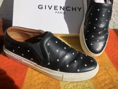 GIVENCHY CROSS PRINT LEATHER SLIP-ON SNEAKERS MENS