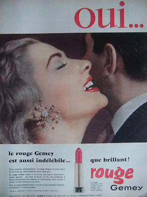 WERBUNG 1957 LE ROUGE GEMY IST SO UNAUSLÖSCHLICH WIE GLÄNZEND - ADVERTISING