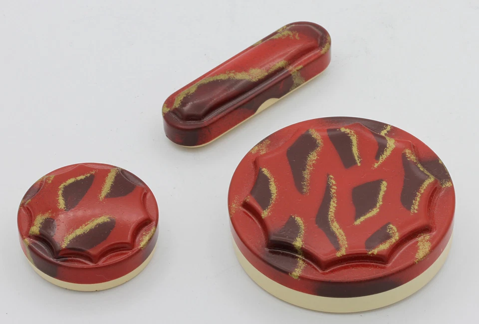 Ansco Vanity 3 Schachteln Rot Kunststoff für Komplettset Neu York USA Auf 1926 - Bild 2 von 4