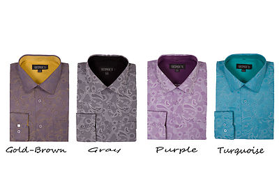 Barry.Wang Men's Dress Shirt Paisley Silk Long India
