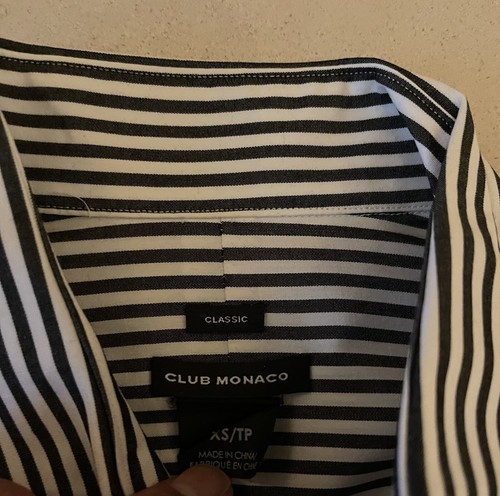CLUB MONACO Charcoal Gray & White Stripe Broadcloth BD Shirt XS NWOT - Picture 2 of 3