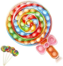 popping fidget toy multicolored lollipop bubble popping toy