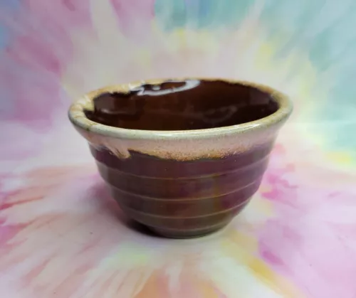 Monmouth Western Pottery Maple Leaf Brown Drip Glaze Cereal Soup Bowl Beehive