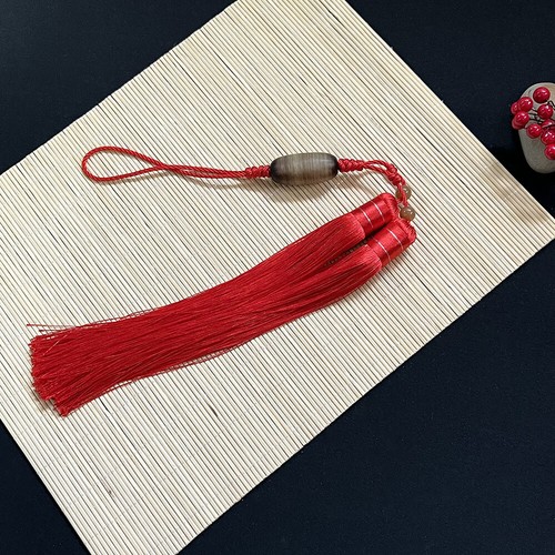 Matial Arts Tai Chi Sword Tassel Bead For Katana Samurai Sword Tanto Red 55cm - Picture 3 of 5