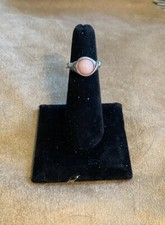 Silver Tone Ring Wire Wrapped Pink Bead Size 6. C24-39