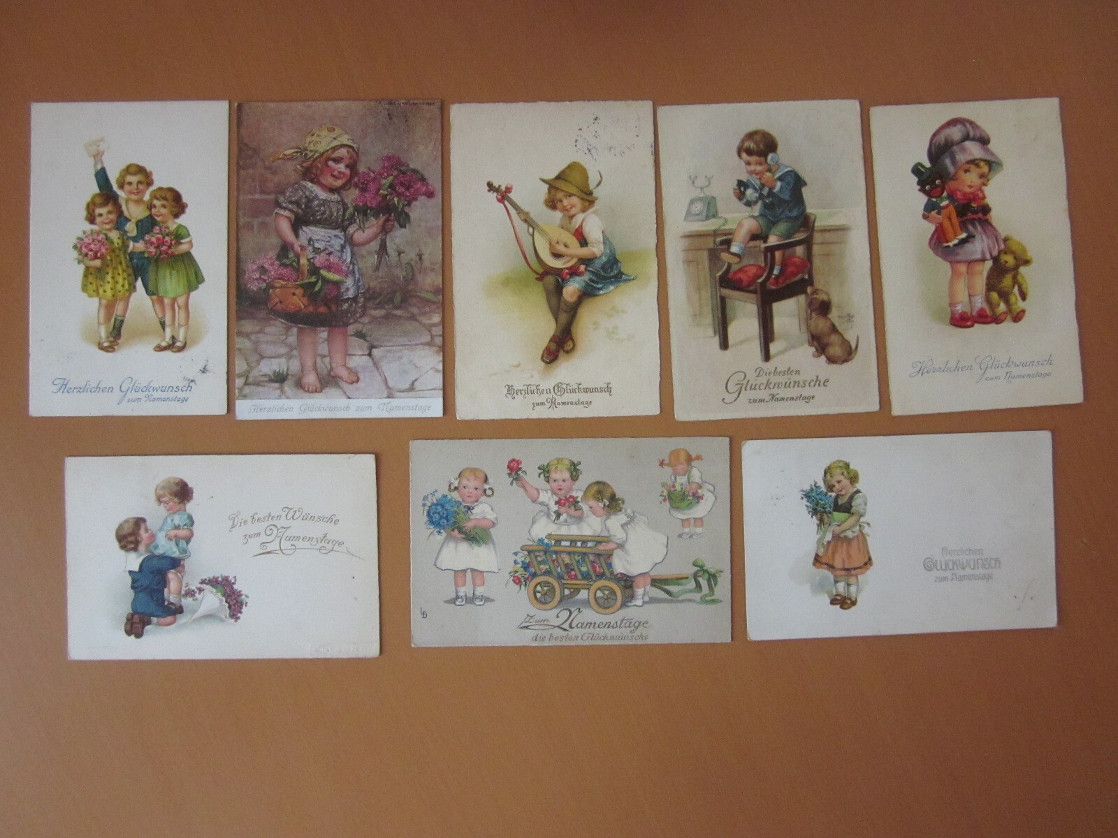 AK - NAMENSTAGSKARTEN 8 KARTEN - KINDER UM 1930
