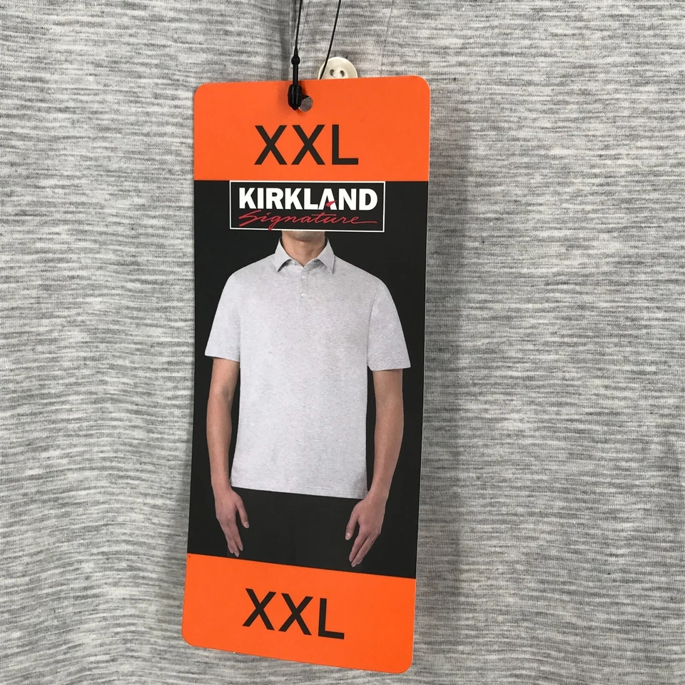 Kirkland Signature Polo Shirt Mens 2XL XXL Gray Short Sleeve Silk Blend Golf - Image 2 of 4