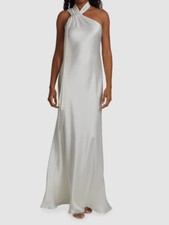 2395 Galvan London Womens Ivory Ushuaia Silk Slip Dress Gown Size Eu34 U G1n