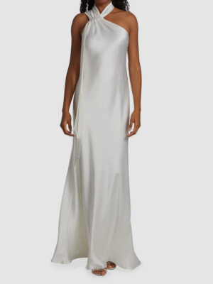 galvan silver slip dress 2395 Galvan London Womens Ivory Ushuaia Silk Slip Dress Gown Size EU34 U  G1N
