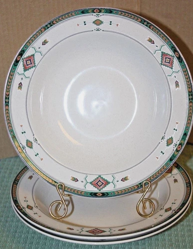 Lot of 3 Mikasa Studio Nova Aztec Y2201 Adirondack 8.25" Soup Bowl Retired MINT 