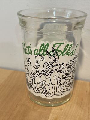 Welch's Looney Tunes Jelly Jar Glass 1984, That's All Folks, Bugs Bunny Tweetie