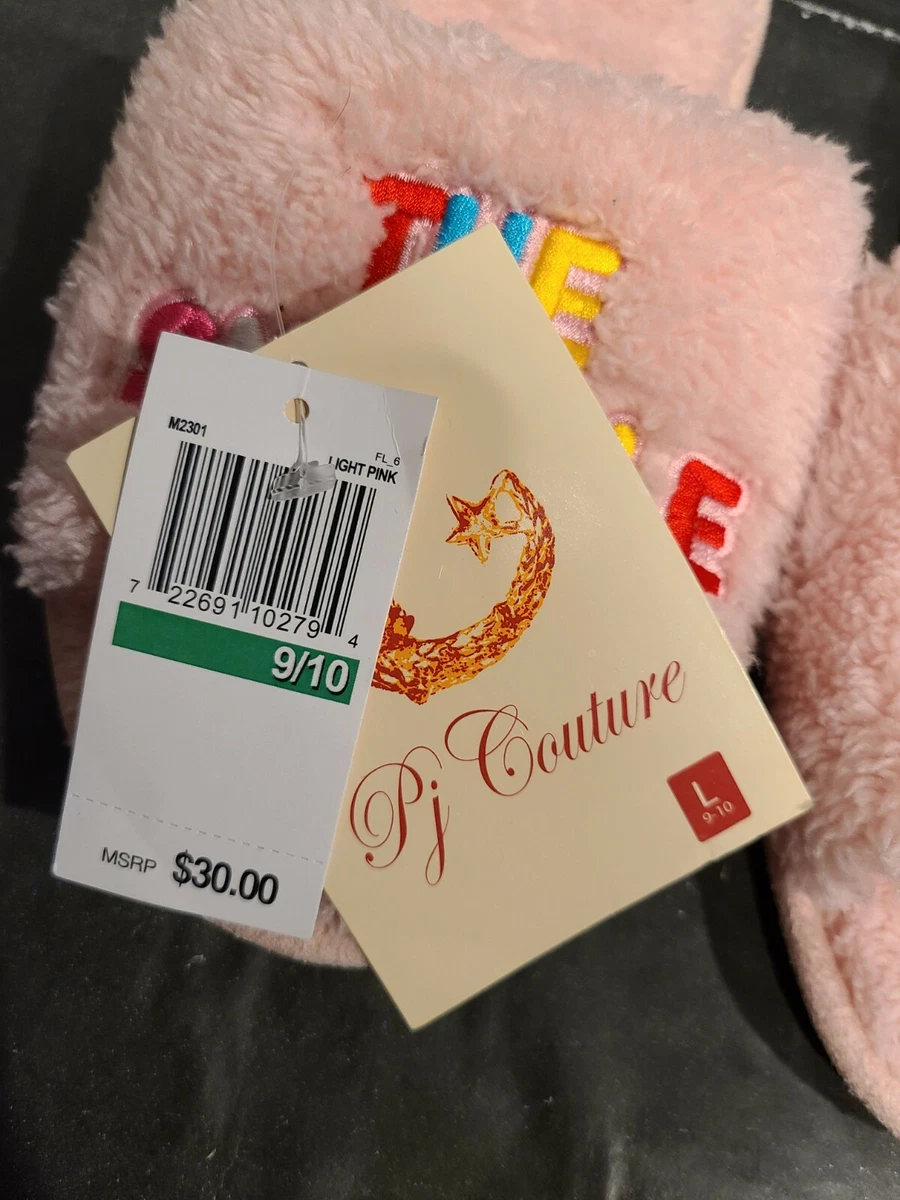 Women PJ Couture Pink The Snuggle Is Real Slippers Size Large 9 10 NEW With Tags
