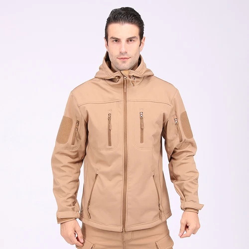 Giacca a vento tattica uomo soft shell giacca esercito jacket cappuccio tempo libero ~ - Foto 50 di 65