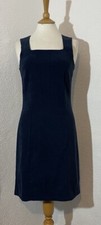 New Look Size 10 Dress Navy Blue Faux Suede Zip Casual Work Elegant Vintage 1303