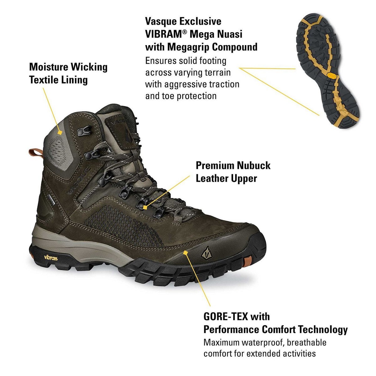 Vasque Hiking Boots Mens 8.5 Brown Talus XT GTX Waterproof 7752M Mid Top Vasque Men main image 2