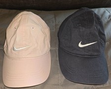 Lot of 2 NIKE Child 4-7 Adjustable Cotton Baseball Hats Caps Pink Navy VGUC