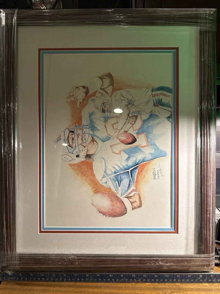 Impresión artística firmada limitada por Dan Marino Miami Dolphins por Byron #43/250 con certificado de autenticidad Foto 2 de 3