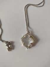 Kendra Scott KACEY Silver Tone Long Pendant Necklace in White Pearl