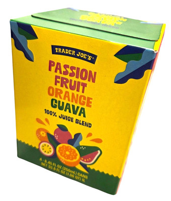Trader Joe's PASSION FRUIT ORANGE GUAVA 100% Juice Blend 4-Cans POG *BB 8/2027*