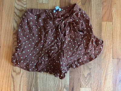American Eagle Skort Womens XS Brown Polka Dots Faux Wrap
