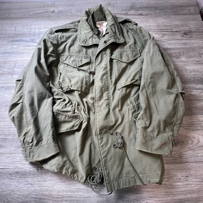 Vintage US Military M-65 Field Jacket Mens Medium Olive Green Scovill Zipper