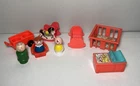 Vintage Fisher Price Little People Baby Figure with Nursery Furniture Set