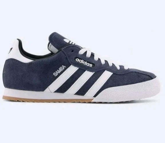 Adidas Samba Super Gamuza Para Hombre Zapatos Entrenadores Reino Unido Talla 7-12 019332 Azul Nuevo en Caja