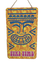 TIKI TIME Bar Luau Aloha Hawaiian Hibiscus Wood Sign Door Wall Island Decoration