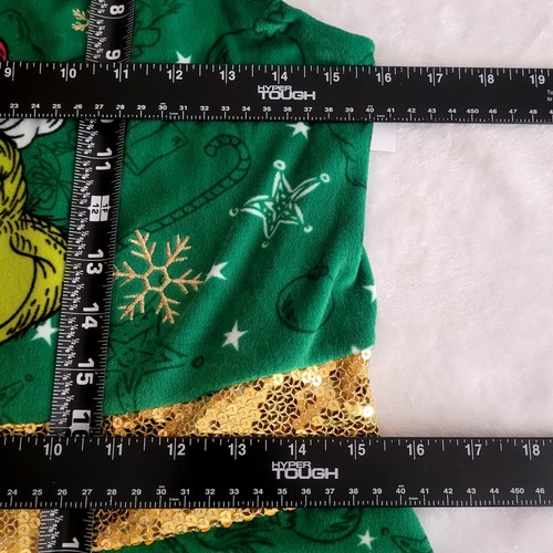 Dr Suess Grinch Sz M Green Gold Sequin Velour Sleeveless Christmas Holiday Dress - Picture 10 of 11