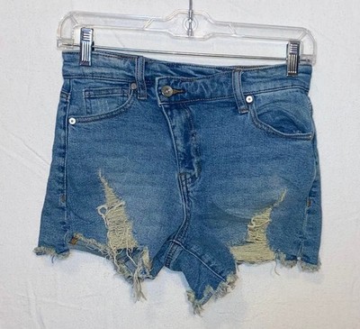 Kendall & Kylie The Icon Short Size 1/25 Distressed Mid Rise Light Washed