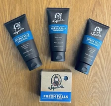 Lot of 4 NEW Dr. Squatch FRESH FALLS Face Wash and Natural Soap for Dudes.....