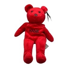 Vintage WWF Attitude Bears Kane Red Plush Toy No Kane No Pain 1999 New with Tags