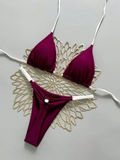 Solid Micro Bikini Set Women's Two Piece Swimsuit Push Up Brazilian Thong
