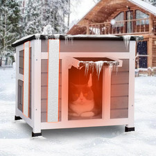 Insulated Outdoor Cat House, Weatherproof Feral Cat Shelter with All-Round Foam,