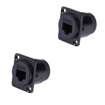 2Pcs D-type Module RJ45 Socket Cat6 Panel Mount Network Ethernet Expansion In...
