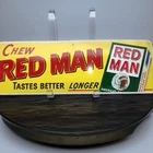 Red Man Chewing Tobacco 15" Sign Vintage 1950s Tin Gas Station Advertising