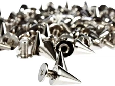 PMLAND 200 Sets/Pairs 9.5mm Silver Cone Spikes Screwback Studs DIY 