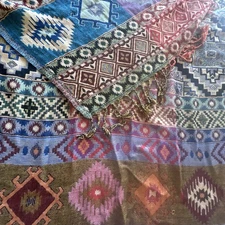 Multicolor Pashmina Scarf Wrap Shawl 27x83 Reversible Tribal Kilim Design Fringe