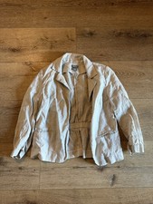 Neiman Marcus Womens Ivory Open Front Linen Blazer Jacket Size Medium