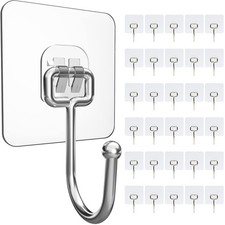 30 Packs Large Adhesive Wall Hooks, Heavy Duty Hold 44lb Max Wall Hooks for ...
