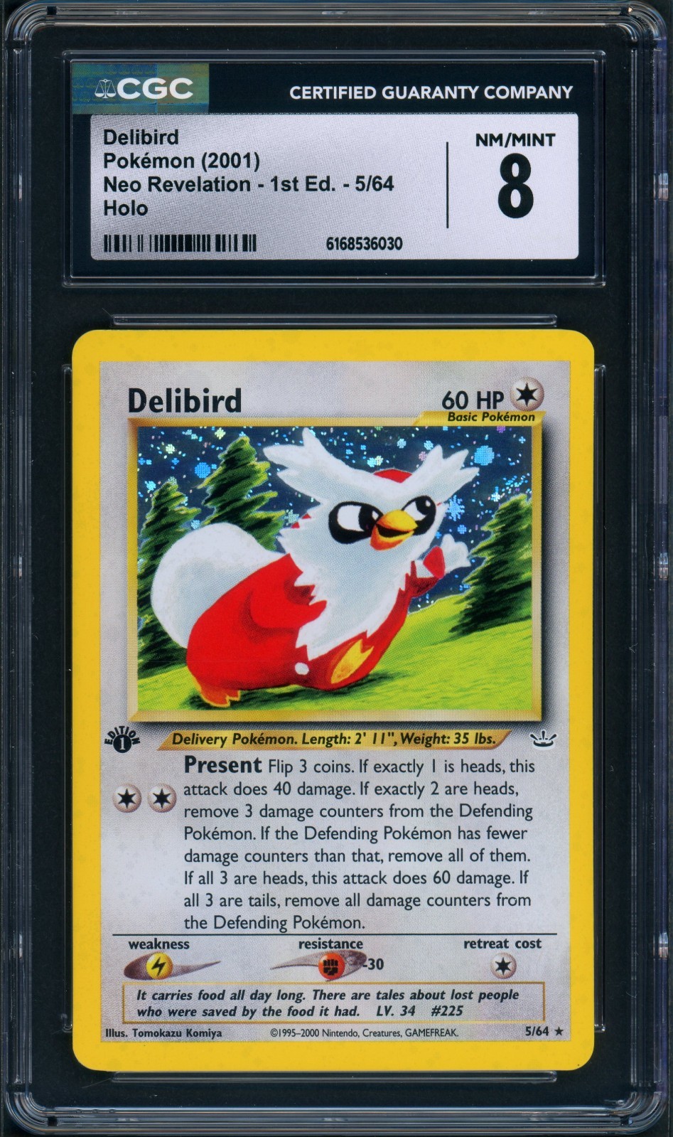 CGC 8 NM/MINT+ Delibird 1st Edition Neo Revelation 5/64 Holo Pokemon Card