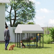 Outdoor Dog Kennel with Roof, 6' x 6' x 6' Heavy Duty Welded Wire Dog Playpen E
