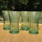 VTG - Libbey - Coca Cola Green Glass Flared Tumblers Heavy Duty 16oz - Set of 4