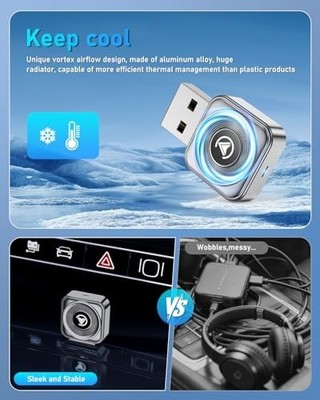 2in1 Wireless CarPlay Android Auto Adapter USB Car Converter iPhone Android