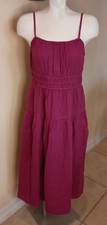 NWT OLD NAVY Fushia Cami Smocked Tiered Defined Waist Midi Dress SZ M