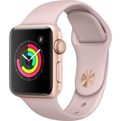 Apple Watch Series 3 38mm (GPS Only, Gold Aluminum Case, Pink Sand Sport Band)