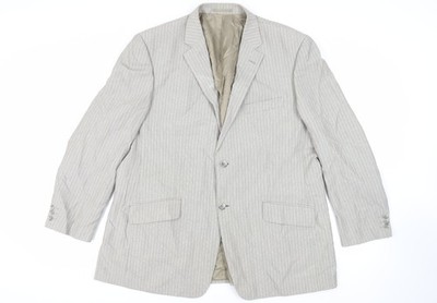 Brook Taverner Herren Sakko Anzugjacke grau gestreift Polyester Größe 48 Regular