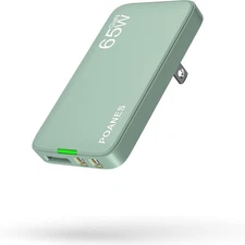 65W GaN USB C Charger, Ultra-Slim Wall Charger (Dual C + USB-A) with PD3.0/PP...