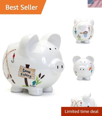 Ceramic Piggy Bank for Boys, Gone Fishing