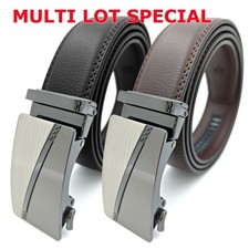 Men's Automatic Click Lock Buckle Waist Strap Dress Comfort Black Belt Casual